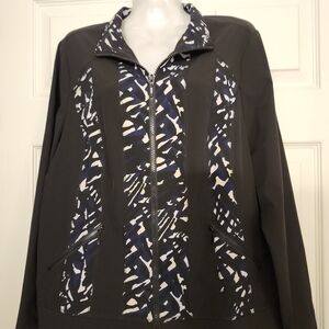 Chic Black and White Patterned Bomber Jacket